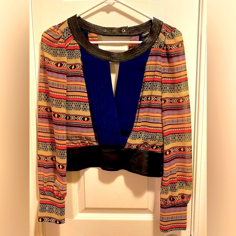 Double Zero Super Fun Top With Faux Leather Detailing